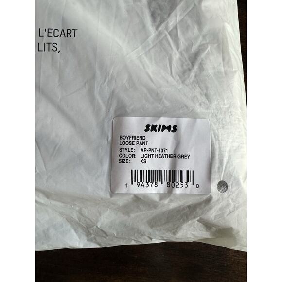 Skims NWT Light Heather Grey Boyfriend Loose Pant size XS NEW - Picture 2 of 3